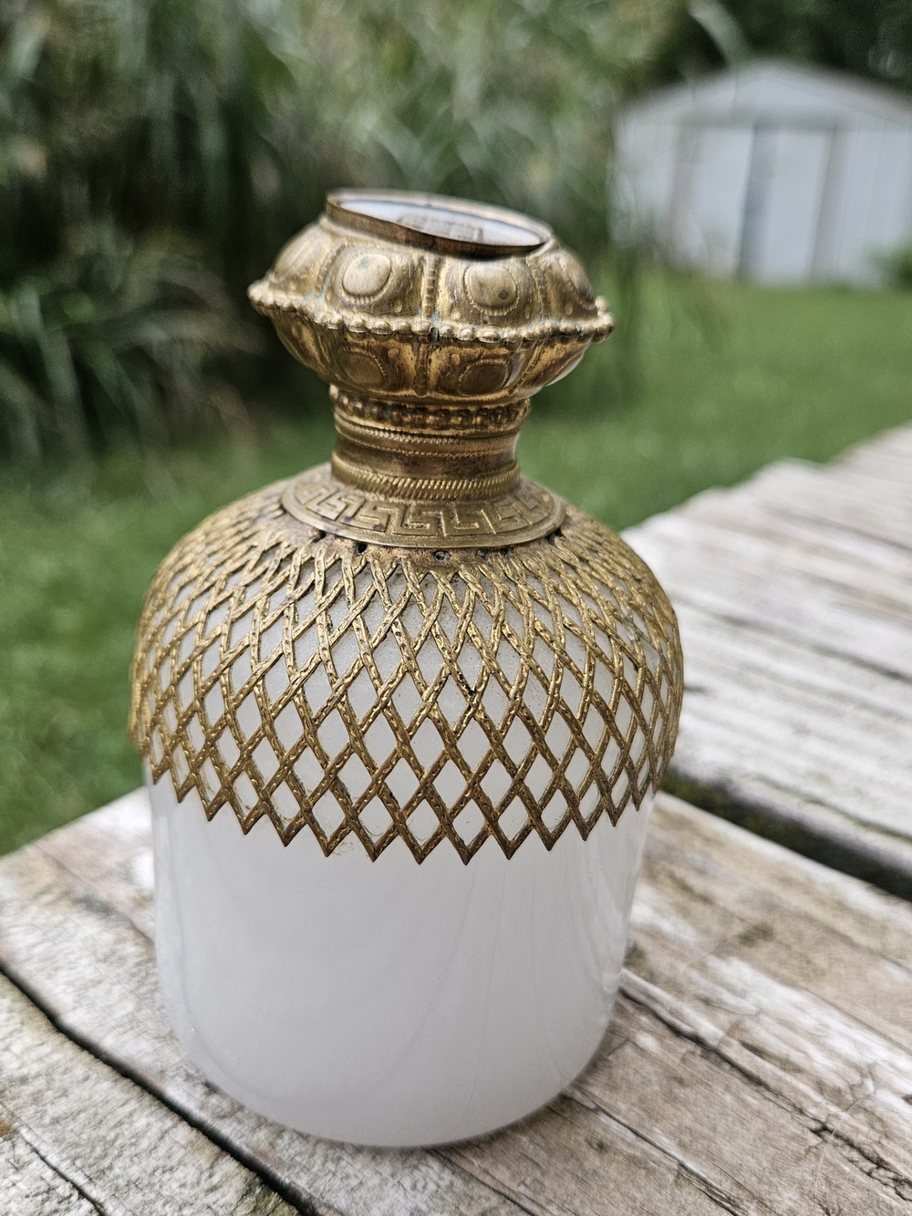 Antique French White Opaline Glass Perfume or Scent Bottle